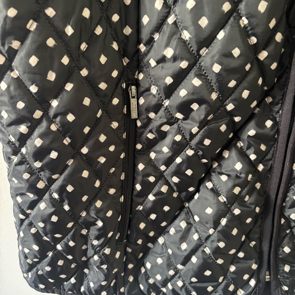 Lands' End Black Quilted Jacket with Cream Dot Pattern - Picture 8 of 9